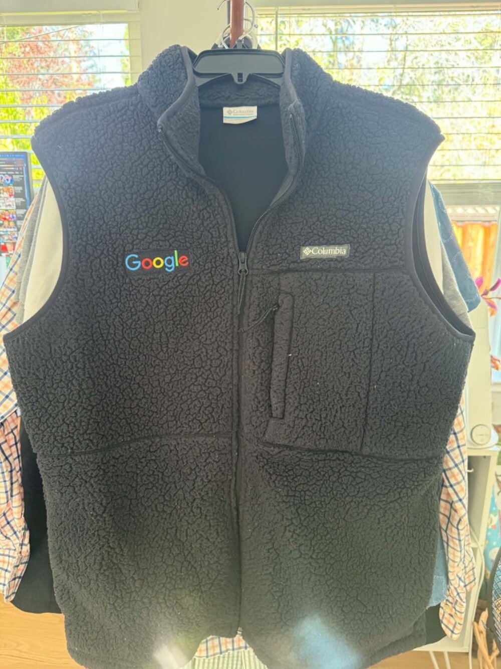 Columbia Sherpa Fleece Vest Black M Google Embroidered Logo